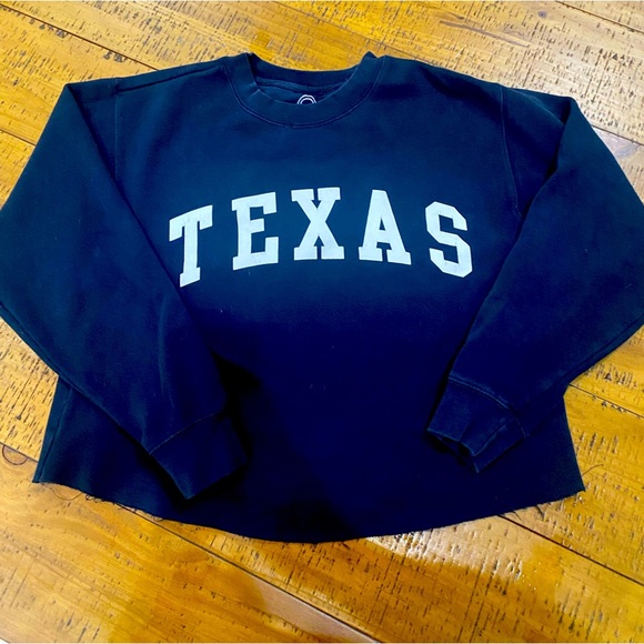 NCAA Tops - Texas Crop-top Crew Sweatshirt by Social Culture